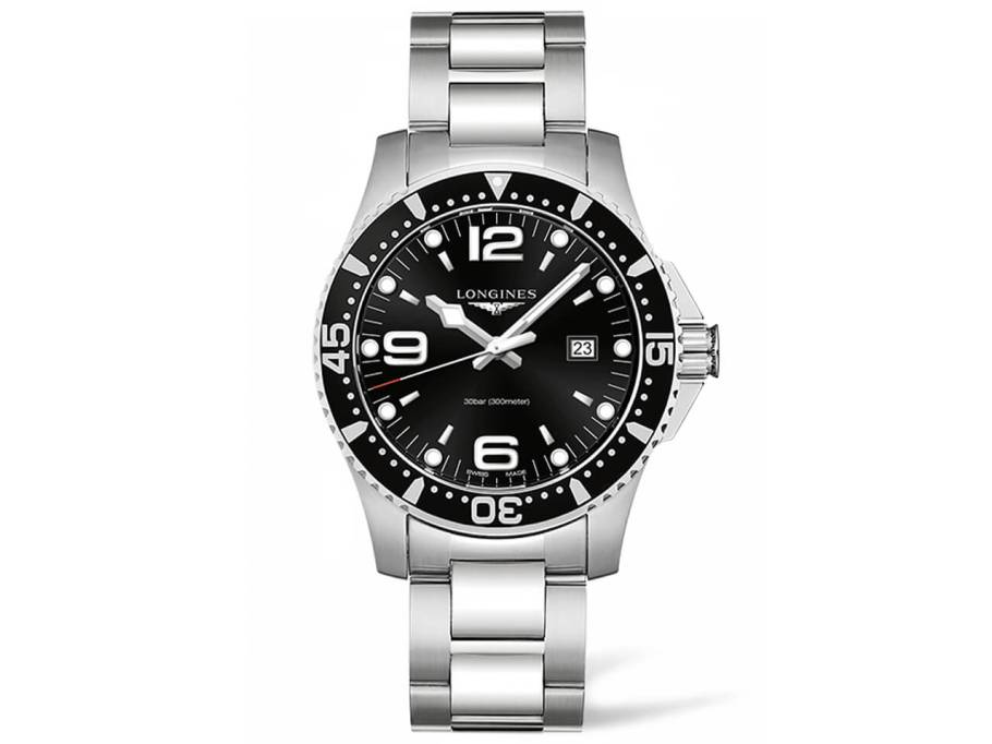 HydroConquest Herrenuhr Quarz 44mm Edelstahl schwarz Metallband