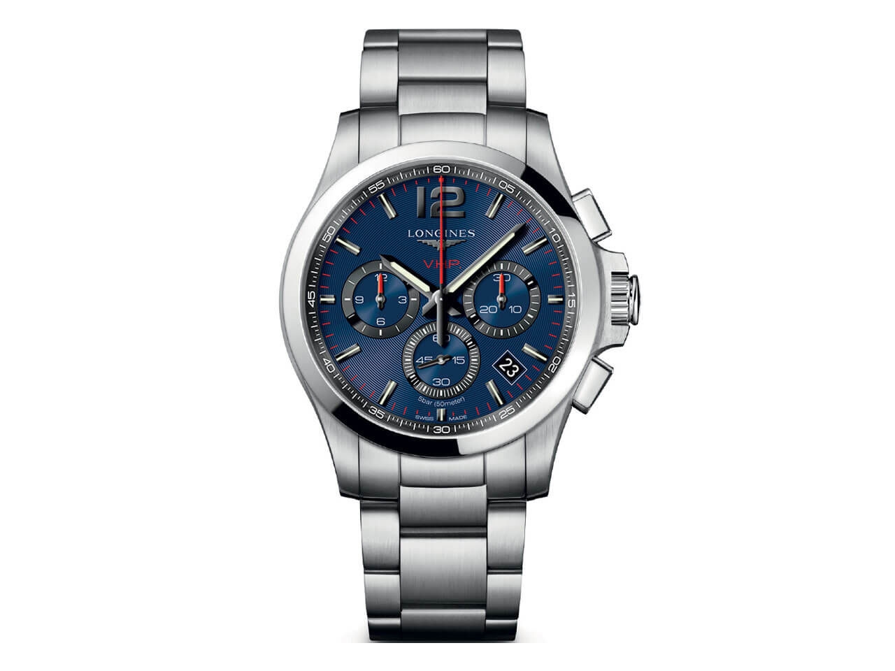 Longines Conquest VHP Quarz Chrono Edelstahl 42 mm blau Metallband