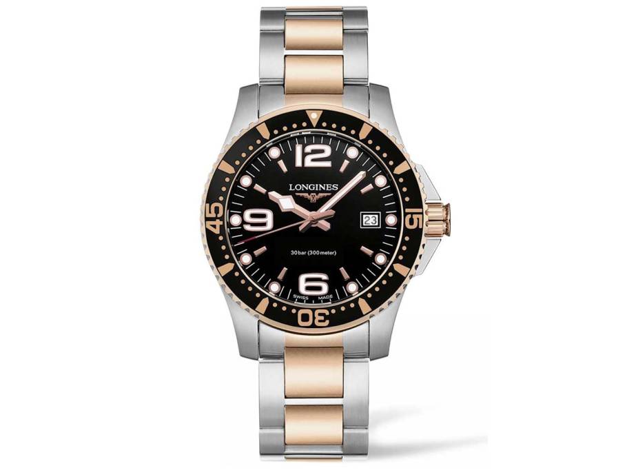 HydroConquest Herrenuhr Quarz 41mm PVD rosé Edelstahl schwarz Metallband
