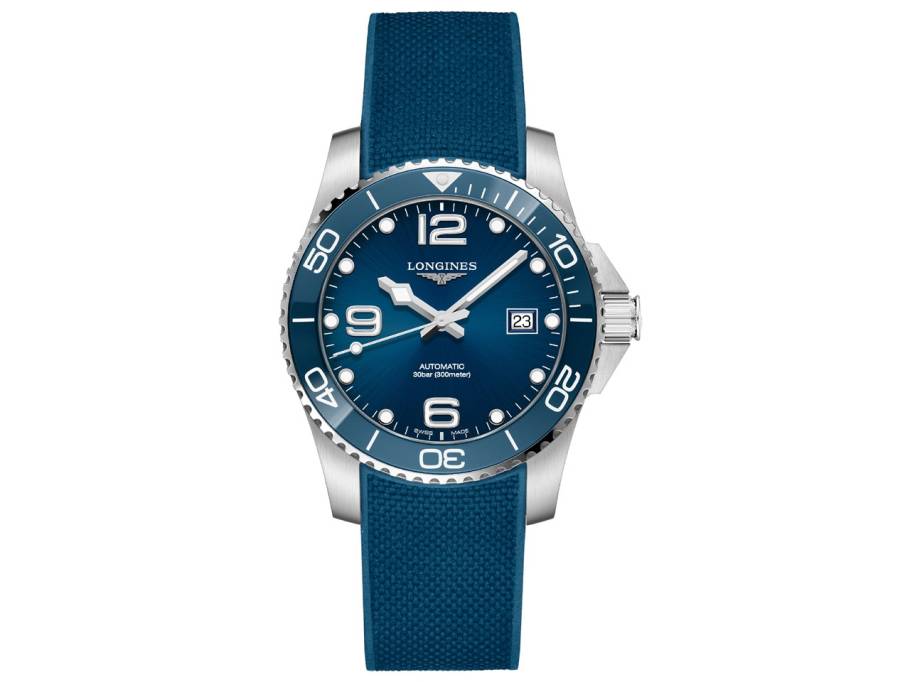 HydroConquest Herrenuhr Automatik 41mm Edelstahl Keramiklünette blau Kautschukband