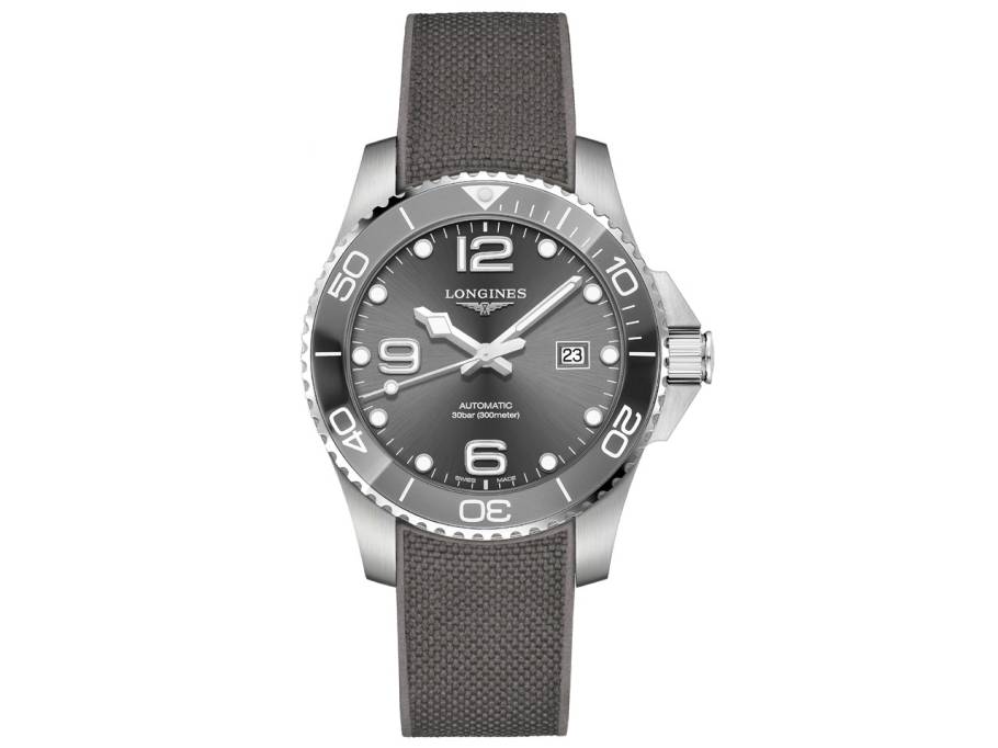 HydroConquest Herrenuhr Automatik 43mm Edelstahl Keramiklünette grau Kautschukband