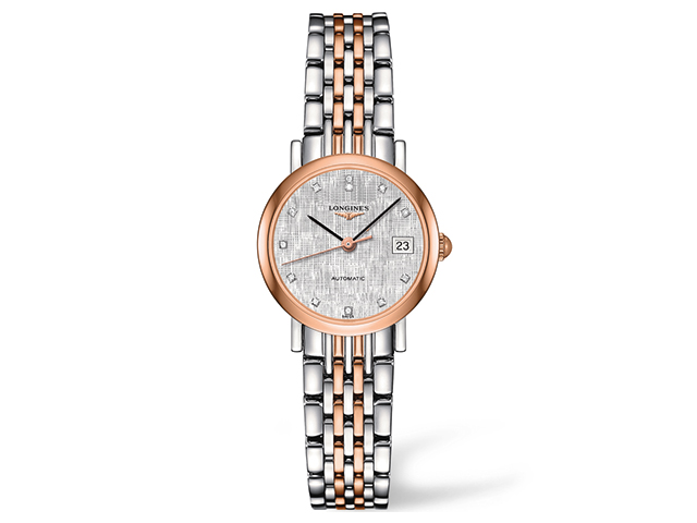 Elegant Collection Automatik 25,5 mm Damenuhr Rosé grau Diamanten Metallband