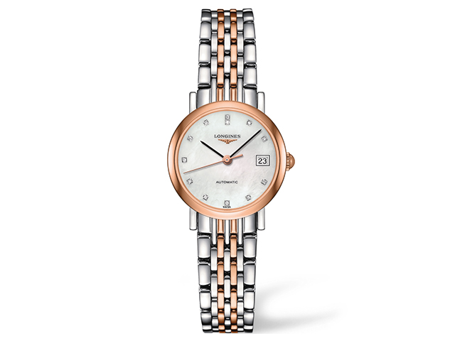 Elegant Collection Automatik 25,5 mm Damenuhr Rosé Perlmutt Diamanten Metallband