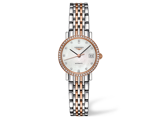 Elegant Collection Automatik 25,5 mm Damenuhr Rosé Perlmutt Diamanten Metallband