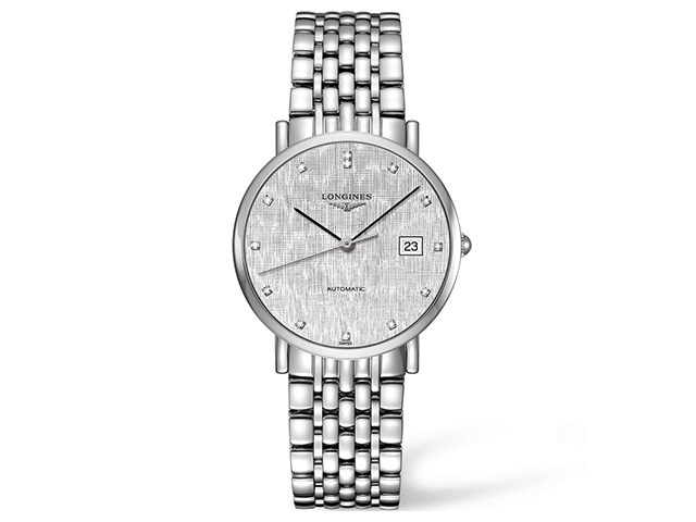 Elegant Collection Automatik 37 mm Herrenuhr Edelstahl grau Diamanten Metallband