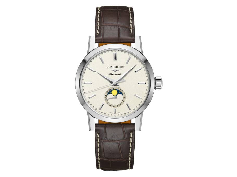 Heritage 1832 Classic Mondphase Edelstahl champagner Lederarmband