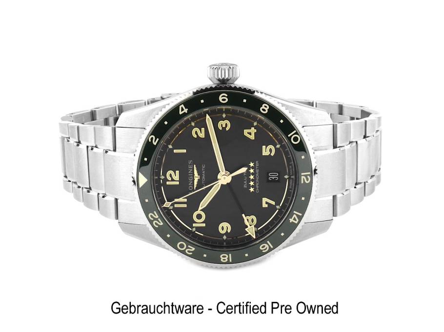 Spirit Zulu Time Chronometer Automatik Edelstahl 42mm graues Zifferblatt Metallband L38124636 Full Set Occasion neuwertig