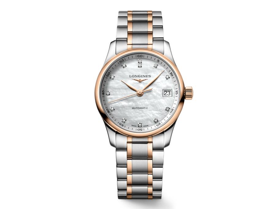 Master Collection Automatik Edelstahl 34mm Perlmutt-Zifferblatt Brillant-Indizes zweifarbiges Metallband