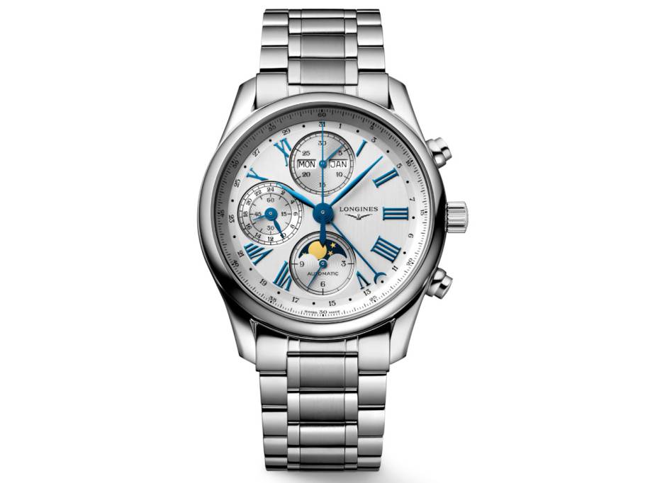    Master Collection Chronograph Automatik Edelstahl 40mm silbernes Zifferblatt Mondphase Metallband