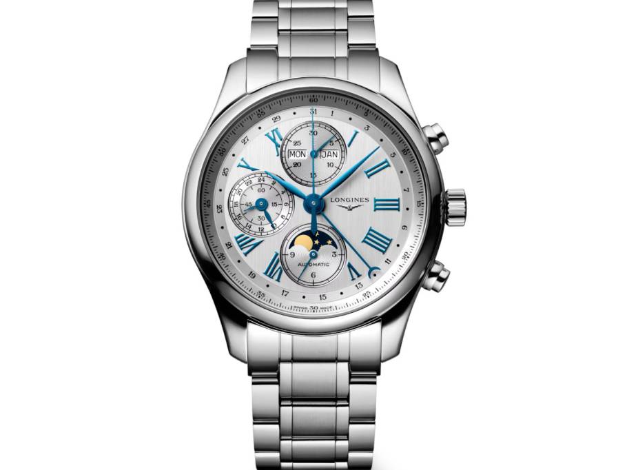    Master Collection Chronograph Automatik Edelstahl 42mm silbernes Zifferblatt Mondphase Metallband