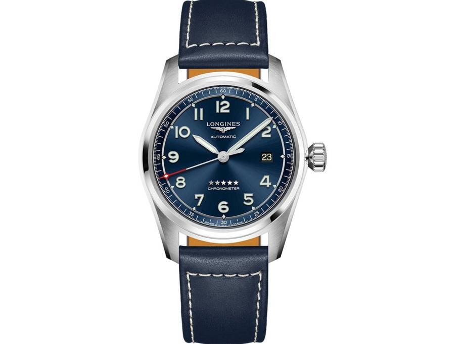 Spirit Automatik Edelstahl 42 mm blaues Zifferblatt blaues Lederband 