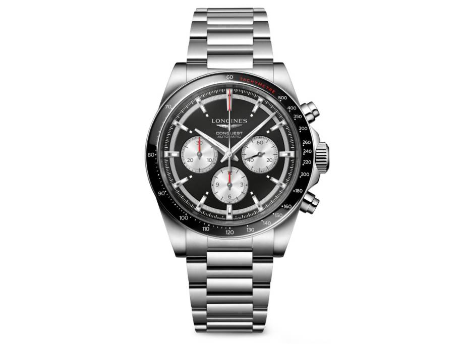 Conquest 2023 Chronograph Automatik Edelstahl 42mm Zifferblatt schwarz Metallband