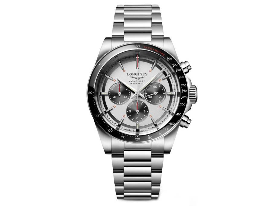 Conquest 2023 Chronograph Automatik Edelstahl 42mm Zifferblatt weiß Metallband