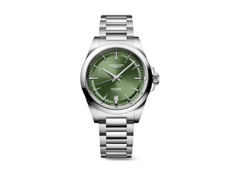 Conquest Automatik Edelstahl 38mm grünes Zifferblatt Metallband