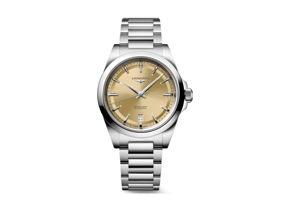 Conquest Automatik Edelstahl 38mm beiges Zifferblatt Metallband