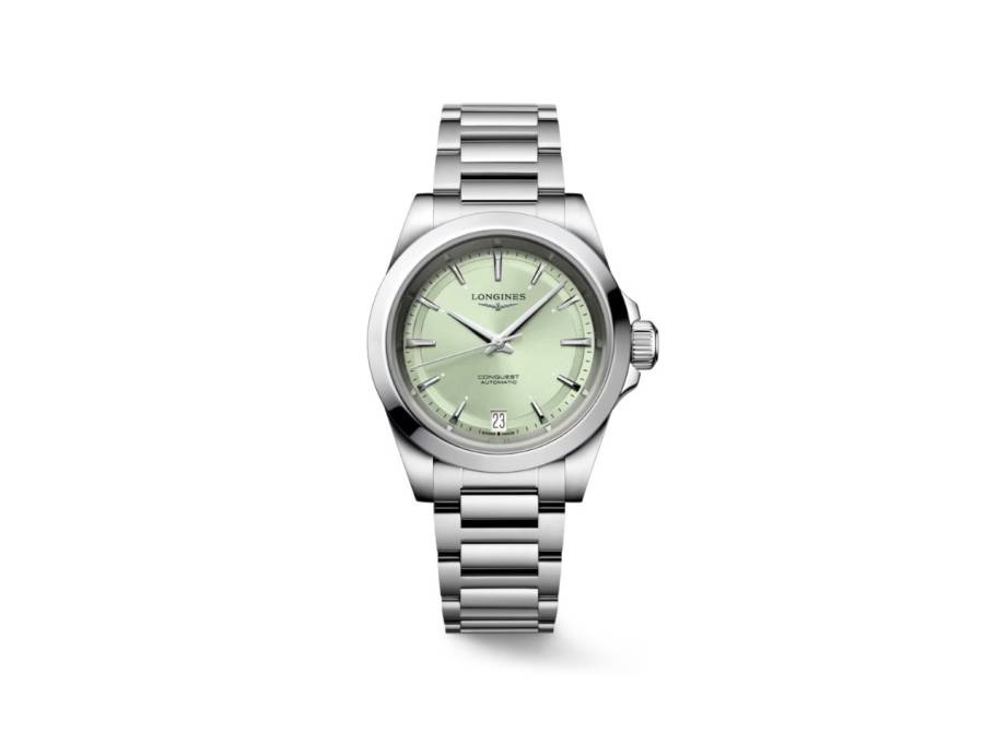 Conquest Automatik Edelstahl 34mm grünes Zifferblatt Metallband