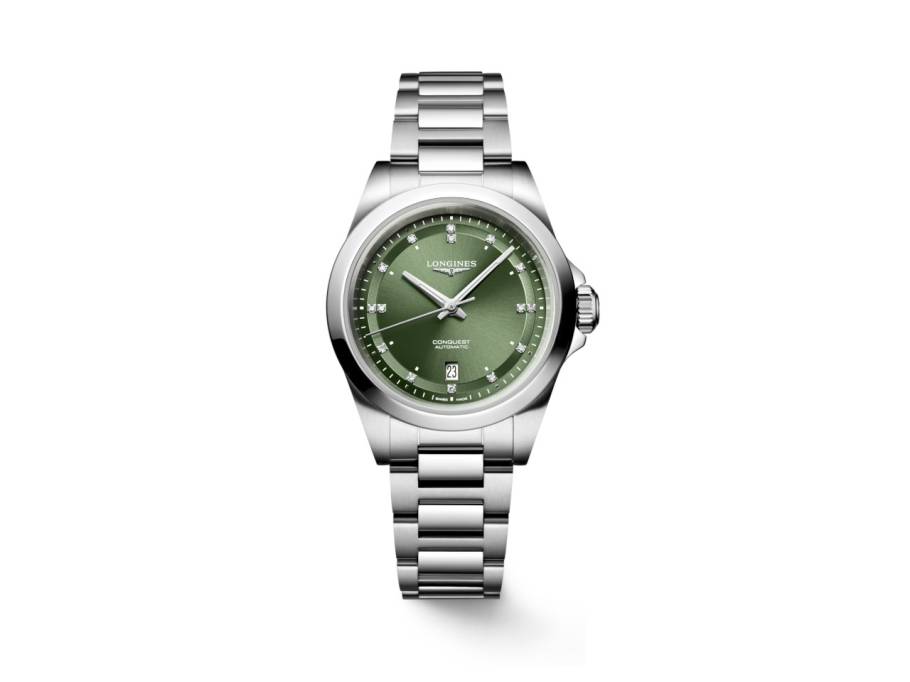 Conquest Automatik Edelstahl 30mm grünes Zifferblatt Metallband