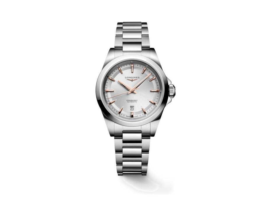 Conquest Automatik Edelstahl 30mm silberfarbenes Zifferblatt Metallband