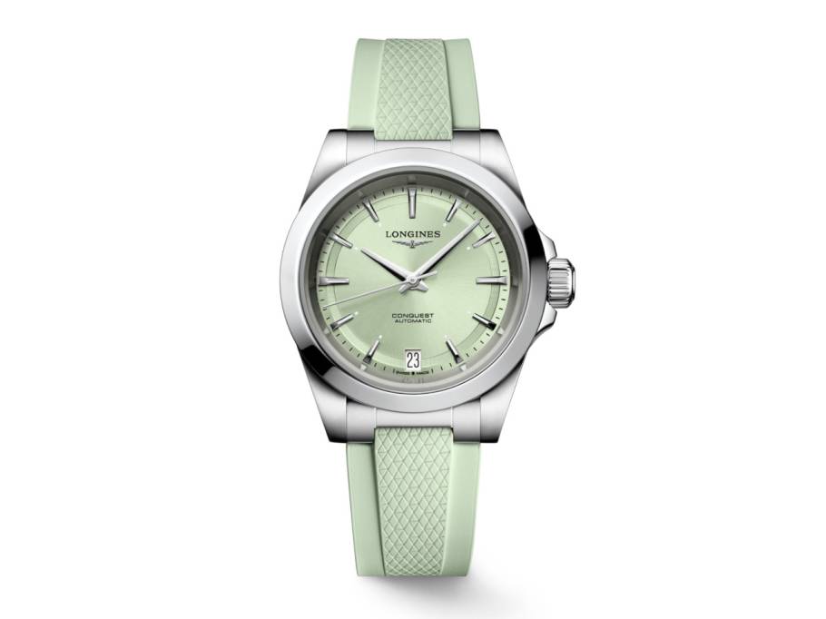 Conquest Automatik Edelstahl 34mm grünes Zifferblatt grünes Kautschukband