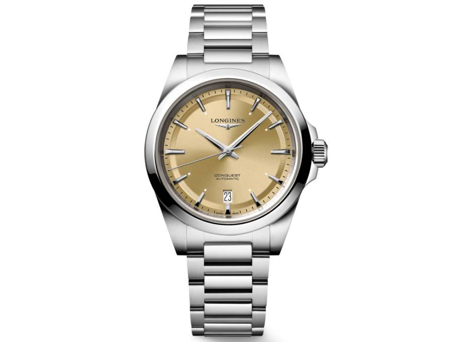 Conquest Automatik Edelstahl 38mm beiges Zifferblatt Metallband