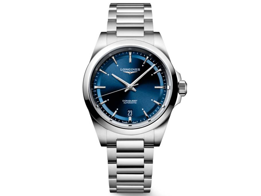 Conquest Automatik Edelstahl 38mm blaues Zifferblatt Metallband