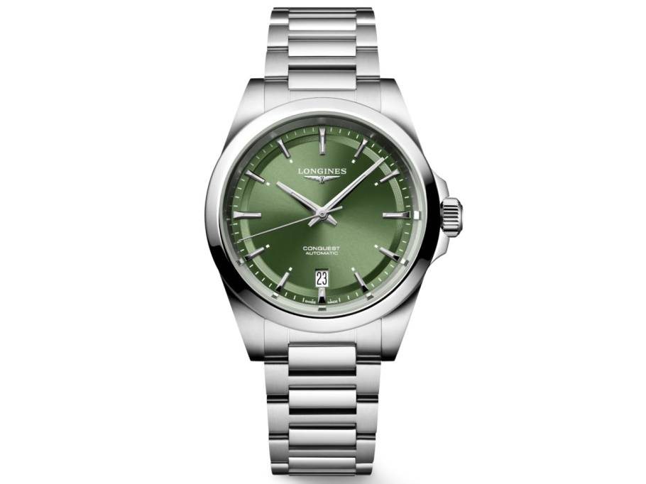 Conquest Automatik Edelstahl 38mm grünes Zifferblatt Metallband