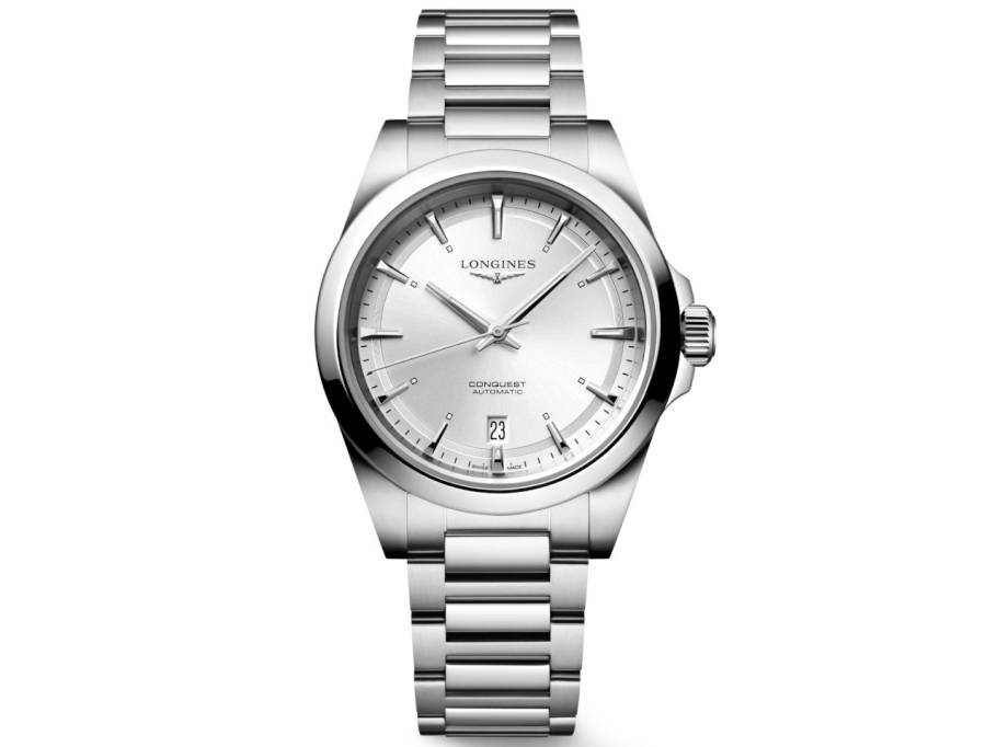 Conquest Automatik Edelstahl 38mm silberfarbenes Zifferblatt Metallband