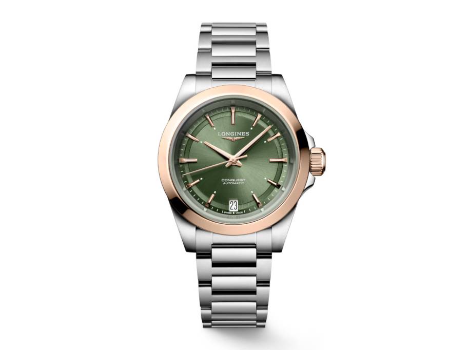 Conquest Automatik Edelstahl 34mm grünes Zifferblatt Metallband