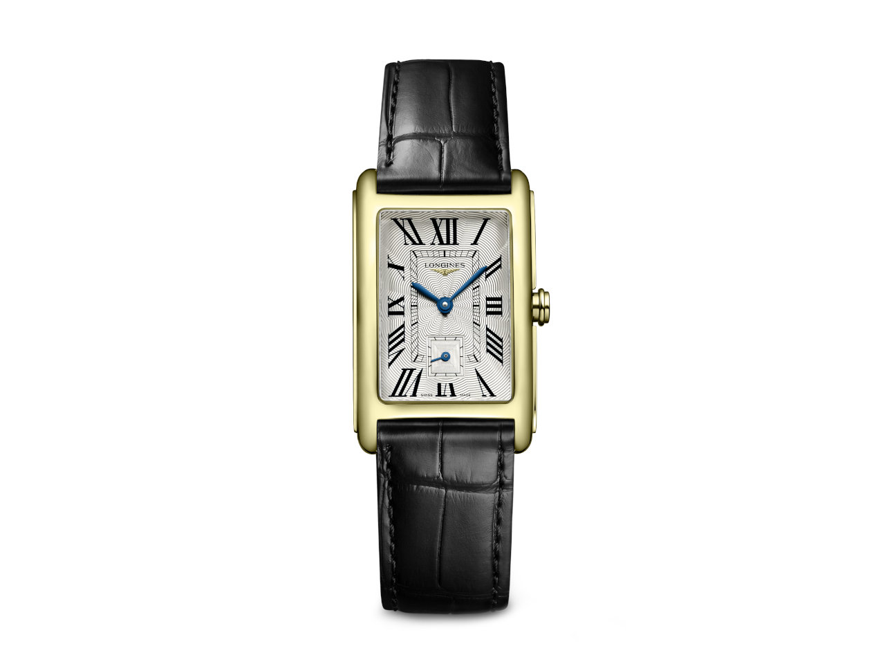 Longines DolceVita Medium Quarz Gelbgold silbernes Zifferblatt