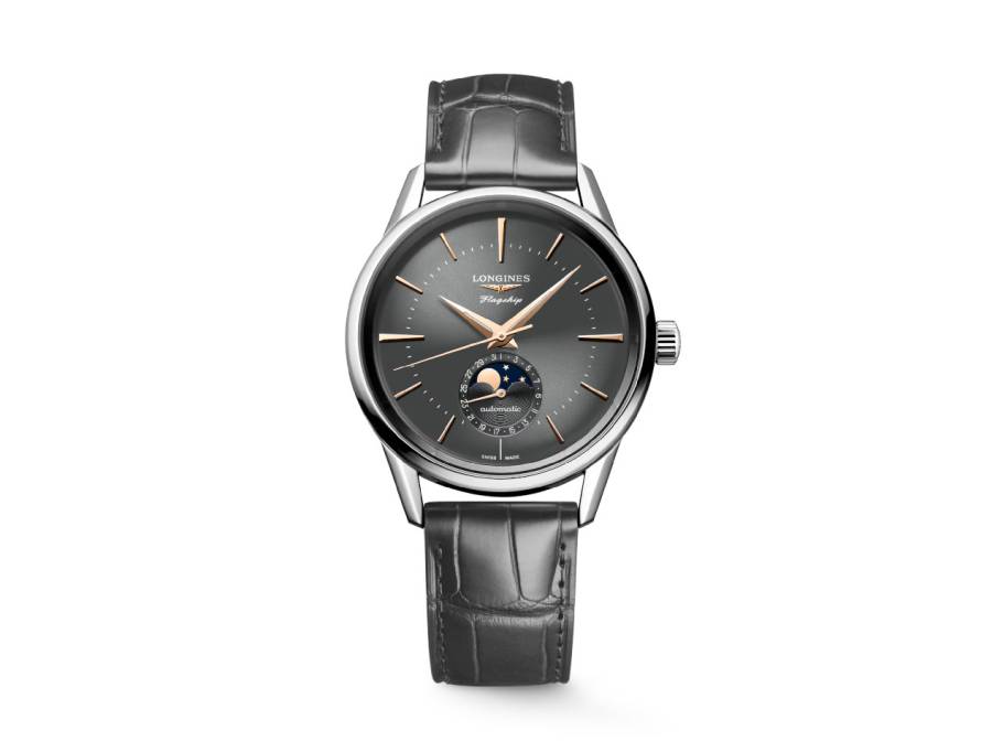 Flagship Heritage Automatik Edelstahl 38,5mm graues Zifferblatt graues Lederband