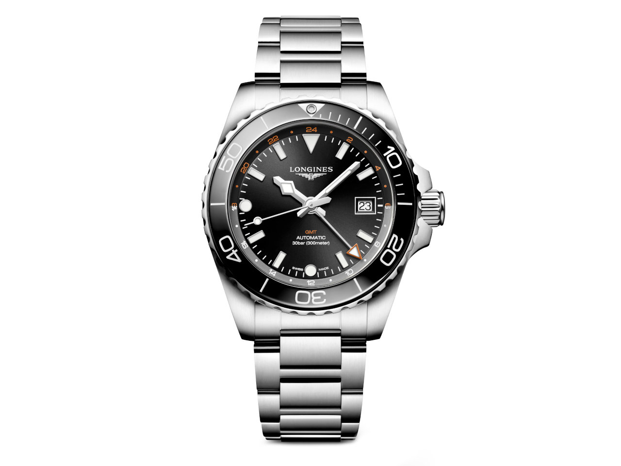 Longines HydroConquest GMT Automatik Edelstahl 41mm schwarzes 