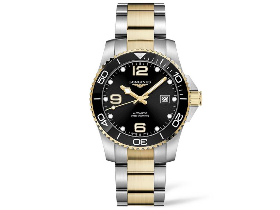 HydroConquest  Herrenuhr Automatik 41mm PVD gelb Edelstahl schwarz Metallband