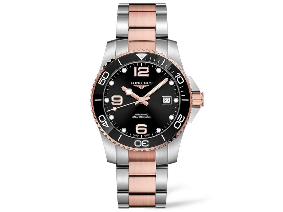 HydroConquest Herrenuhr Automatik 41mm PVD rose Edelstahl schwarz Metallband
