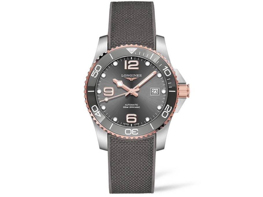 HydroConquest Herrenuhr Automatik 41mm PVD rose Edelstahl grau Kautschukband