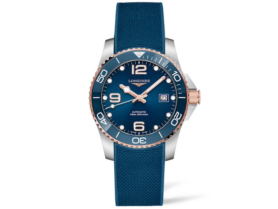 HydroConquest Herrenuhr Automatik 41mm PVD rose Edelstahl blaues Kautschukband
