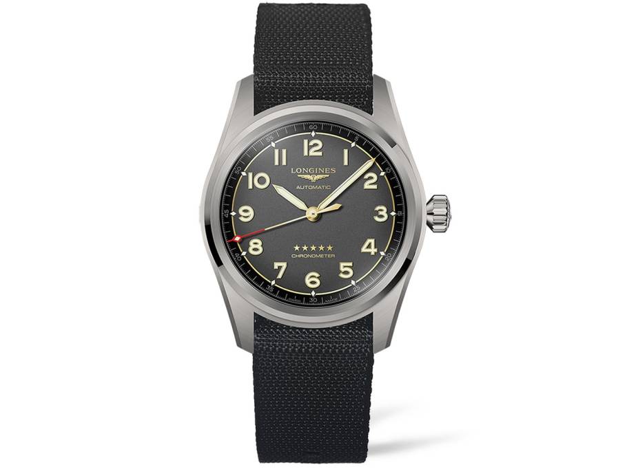 Spirit Automatik Titan 42 mm schwarzes Zifferblatt schwarzes Textilband