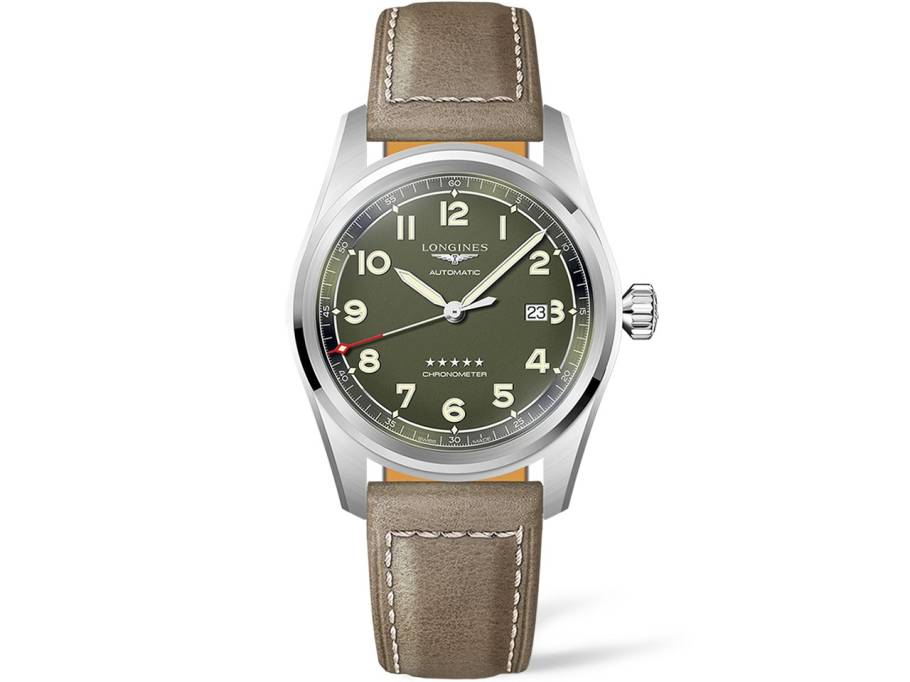 Spirit Automatik Edelstahl 42 mm grünes Zifferblatt braunes Lederband 