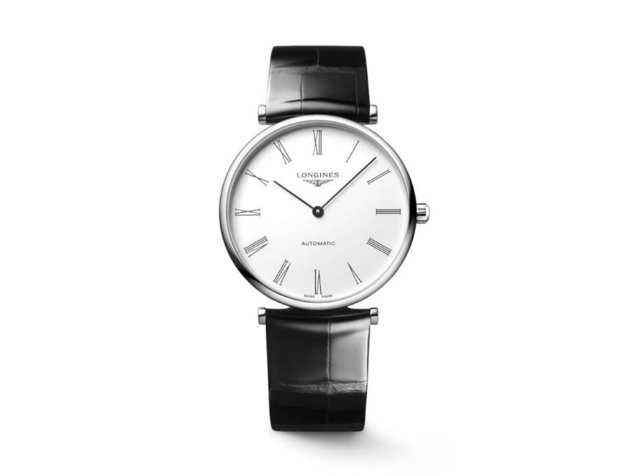 La Grande Classique Automatik Edelstahl 38mm weißes Zifferblatt schwarzes Lederband