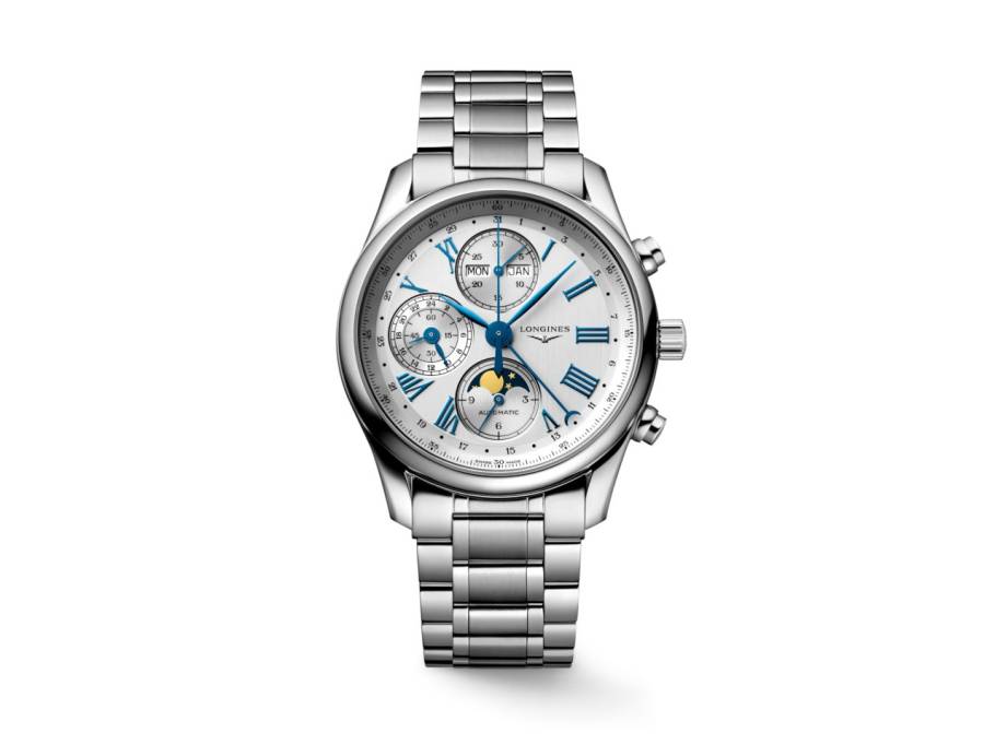 Master Collection Chronograph Mondphase Automatik Edelstahl 40mm silbernes Zifferblatt Metallband