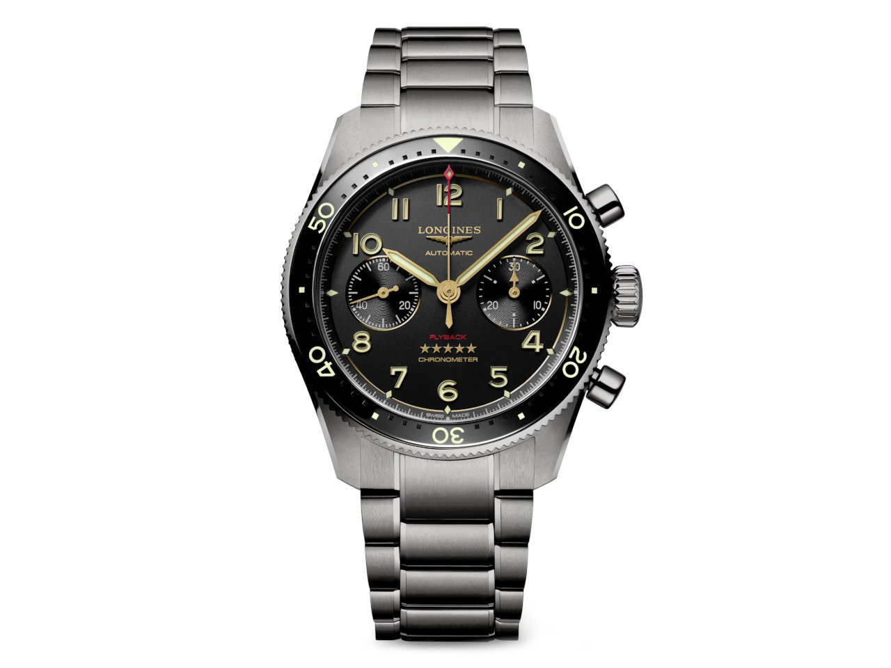 Spirit Flyback Chronograph Automatik Titan 42mm graues Zifferblatt Metallband