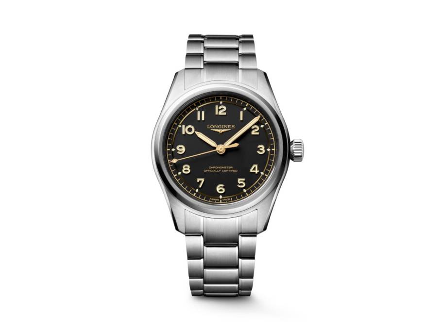 Spirit Pilot Automatik Edelstahl 39mm schwarzes Zifferblatt Metallband