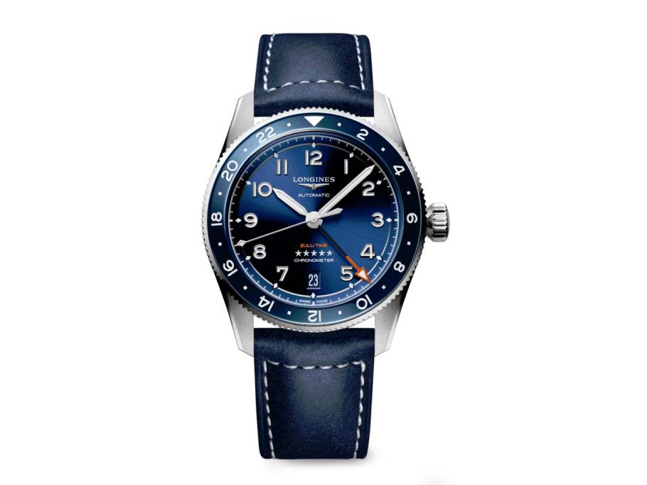 Spirit Zulu Time Automatik Edelstahl 39 mm blaues Zifferblatt blaues Lederband