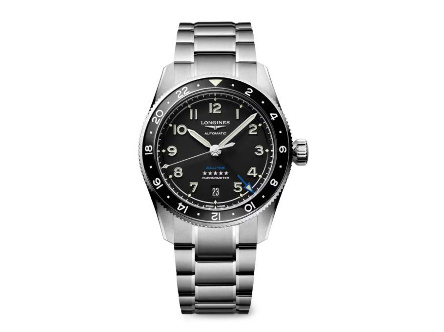 Spirit Zulu Time Automatik Edelstahl 39 mm schwarzes Zifferblatt Metallband