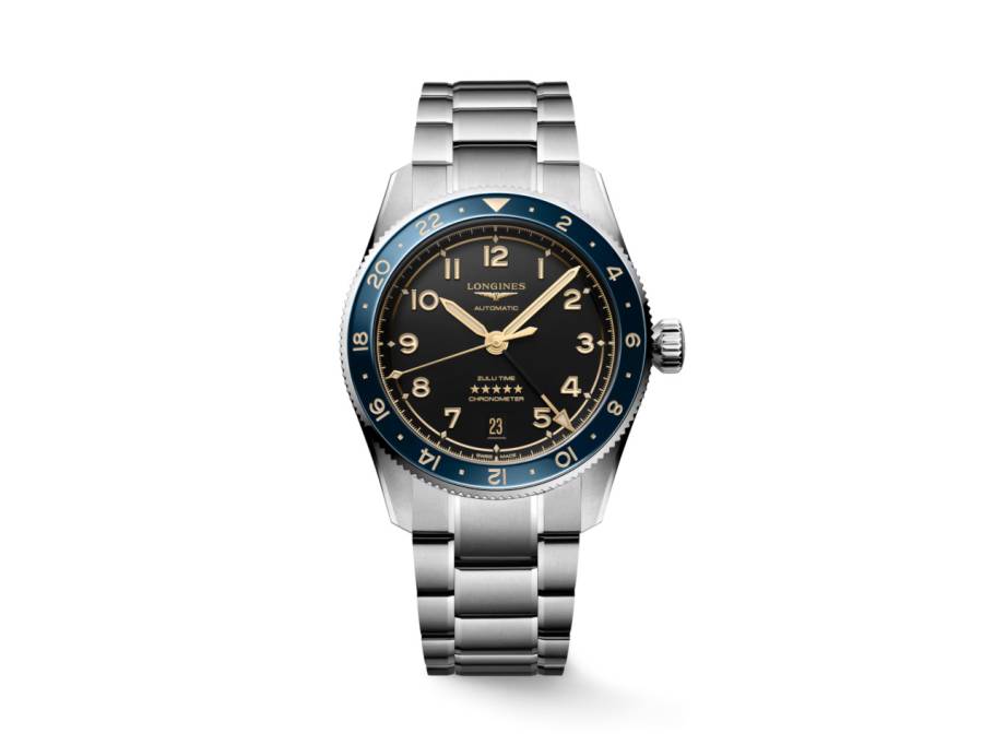 Spirit Zulu Time Automatik Edelstahl 39mm schwarzes Zifferblatt Metallband