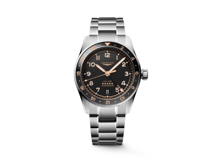 Spirit Zulu Time Automatik Edelstahl 39mm schwarzes Zifferblatt Metallband