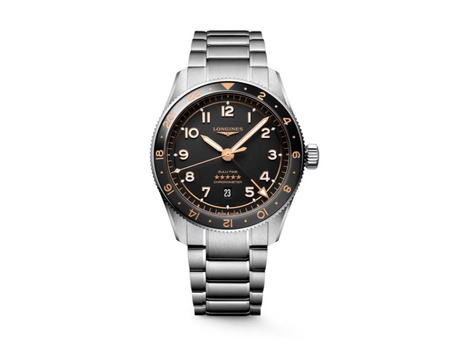 Spirit Zulu Time Automatik Edelstahl 42mm schwarzes Zifferblatt Metallband