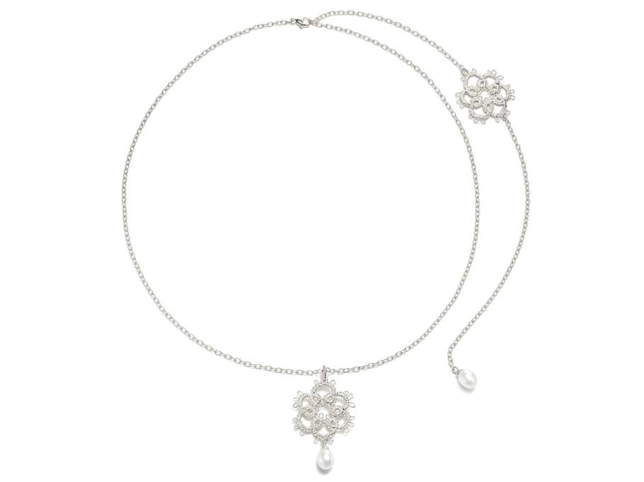 Fräulein Loreley Rückenkette Silber mit Perle