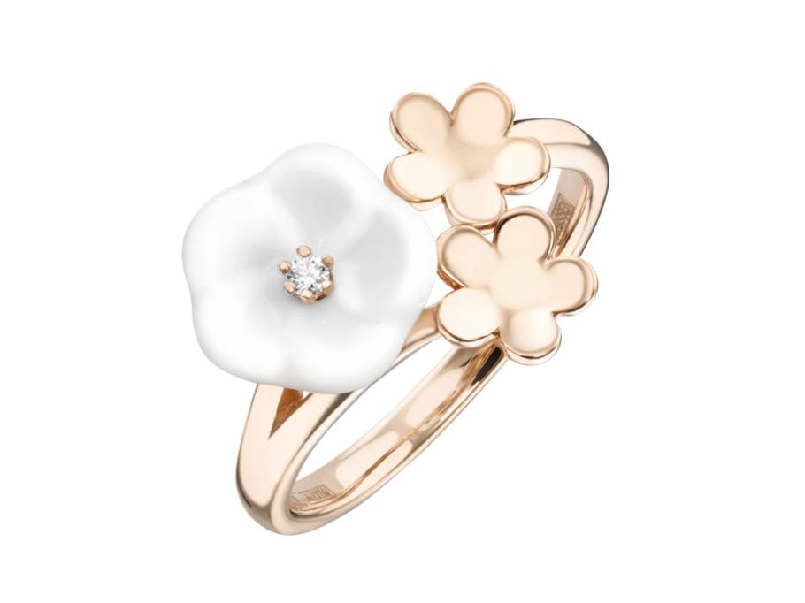 Blossom Blütenring 3 Blüten Roségold mit Brillanten 