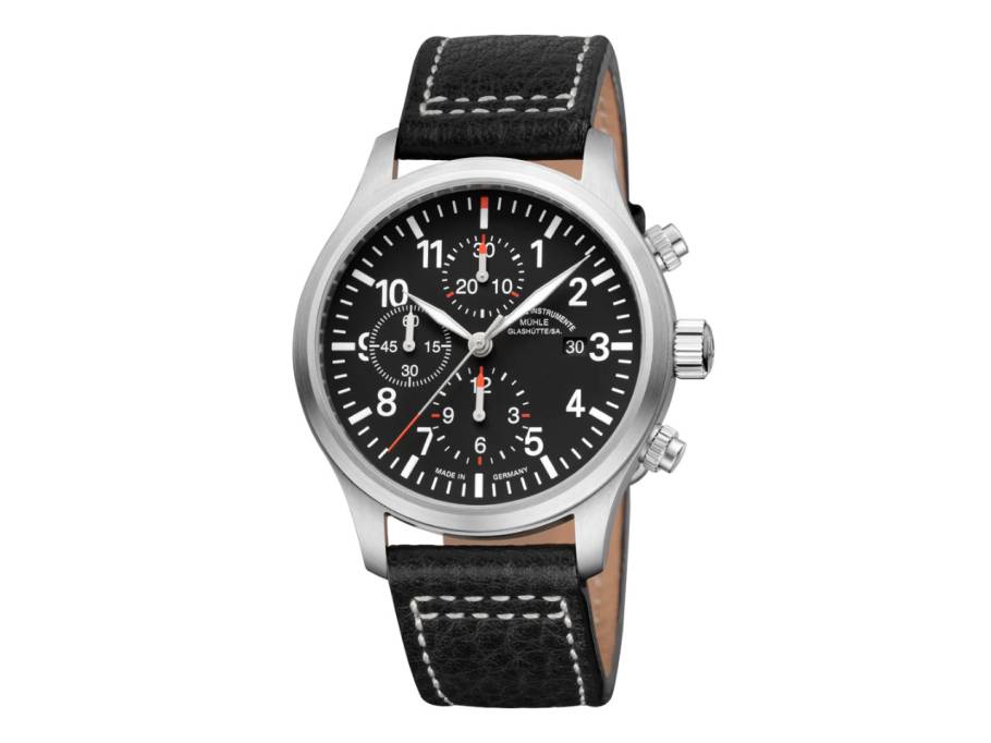 Terrasport I Chronograph Automatik Edelstahl 44mm schwarzes Zifferblatt schwarzes Lederband