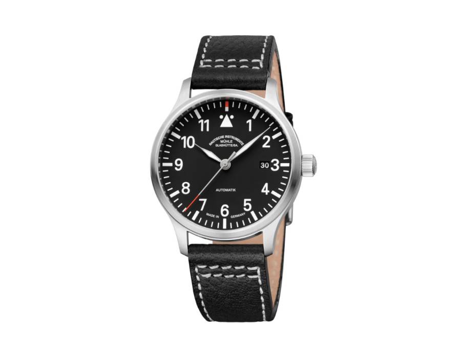 Terrasport II Automatik Edelstahl 40mm schwarzes Zifferblatt schwarzes Lederband